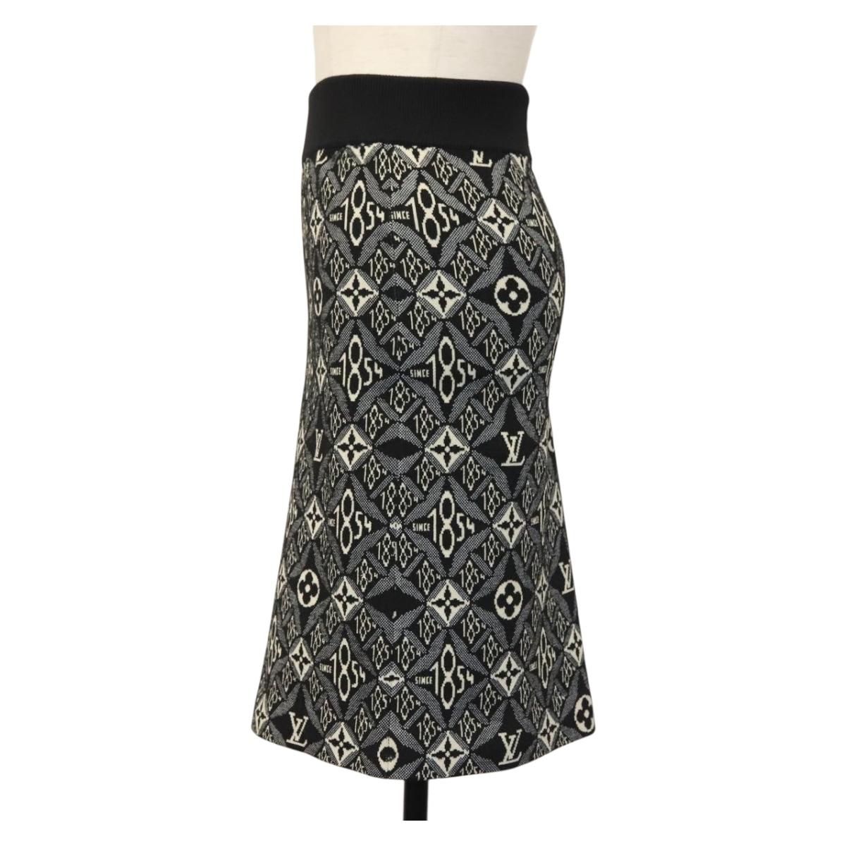 LOUIS VUITTON Monogram Jaguar Pre Owned skirt 1854 print Black LV Auth 132996M