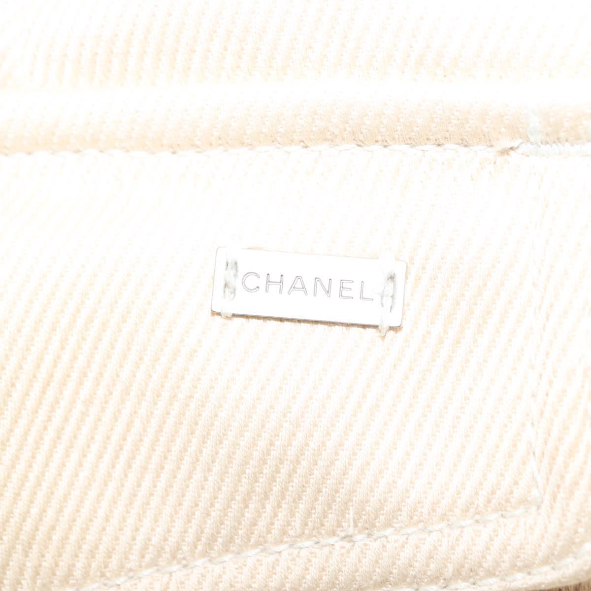 CHANEL Skirt Denim Leather Beige CC Auth 133000M