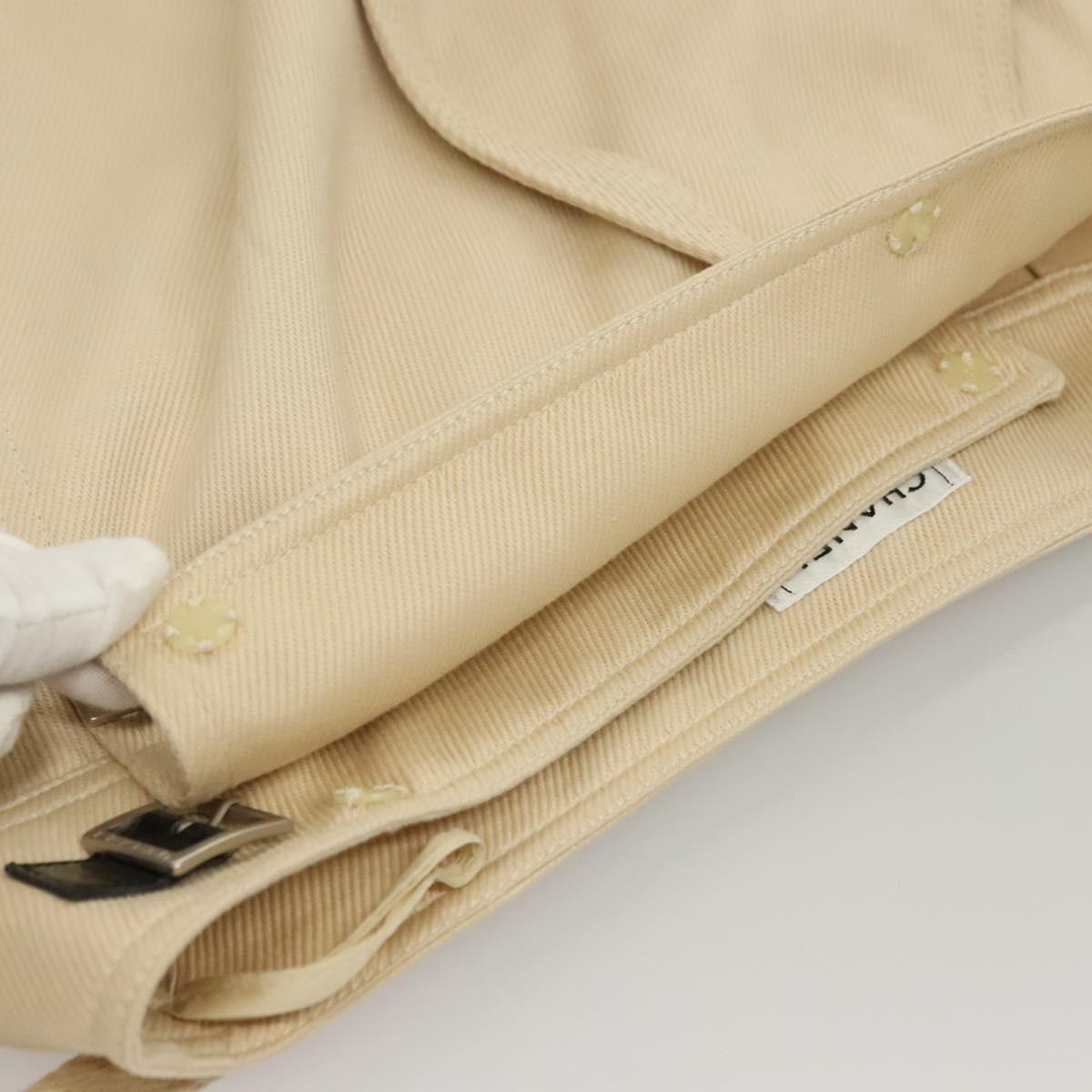 CHANEL Skirt Denim Leather Beige CC Auth 133000M