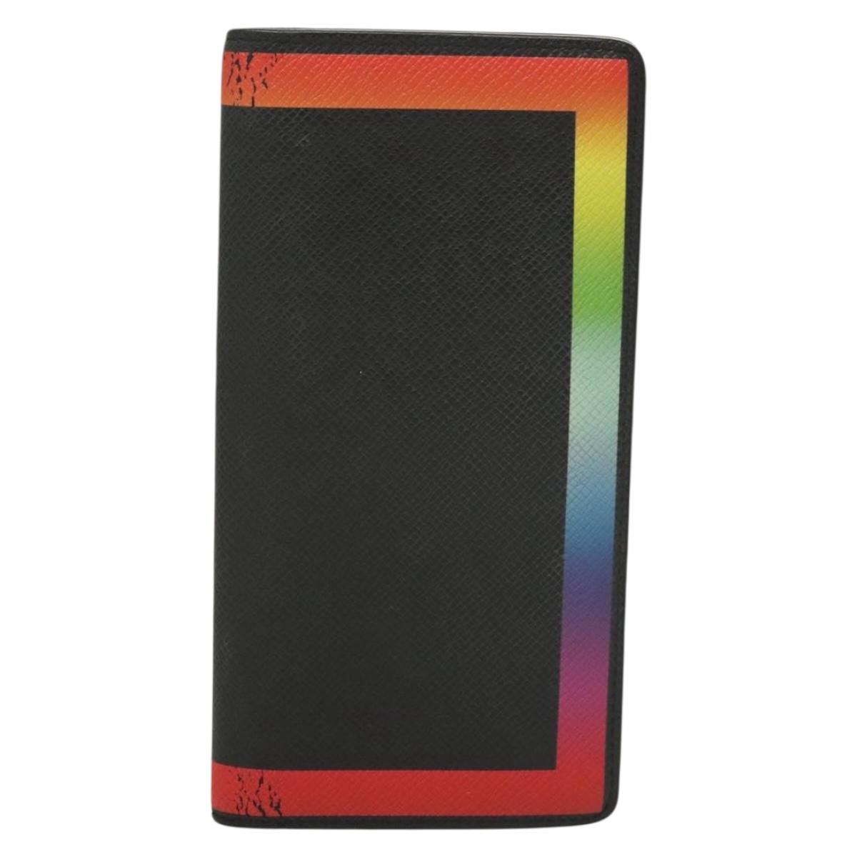 LOUIS VUITTON Taiga Rainbow Portefeuille Braza Long Wallet M30349 LV Auth 133008