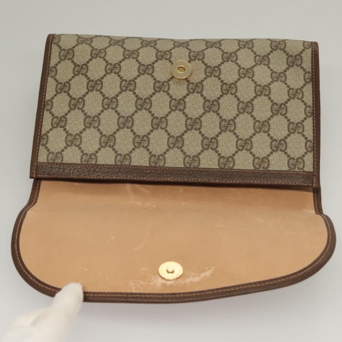 GUCCI GG Supreme Web Sherry Line Clutch Bag PVC Beige 156 01 030 Auth 133029