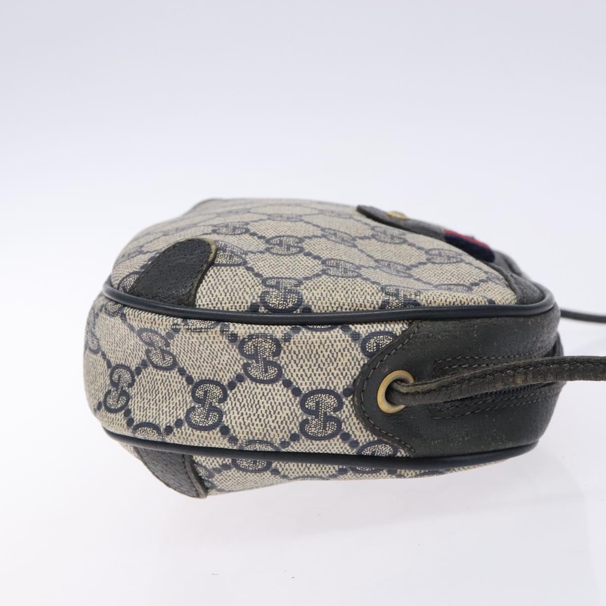 GUCCI GG Supreme Sherry Line Bag PVC Navy Gold Red 89 02 066 Auth 133032