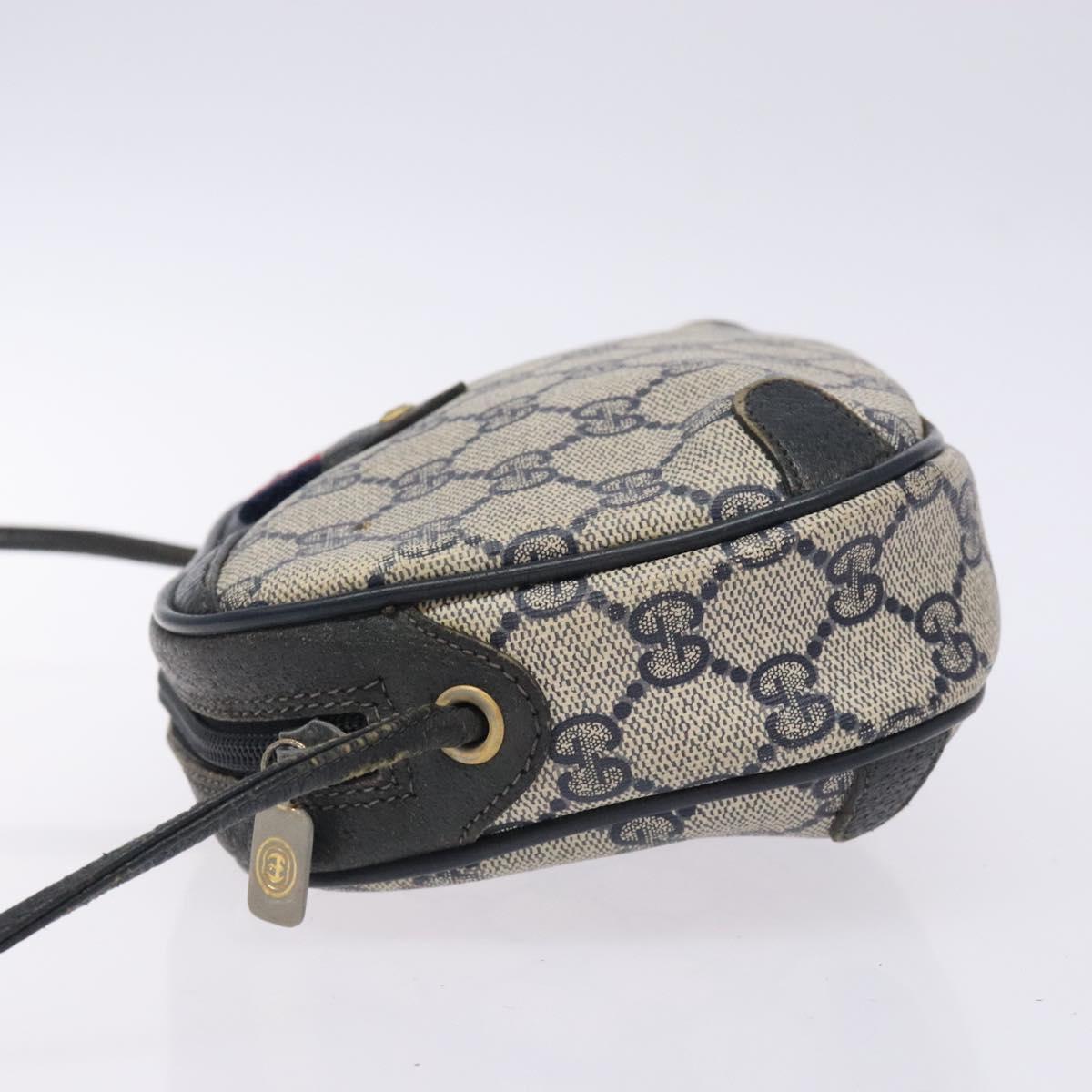 GUCCI GG Supreme Sherry Line Bag PVC Navy Gold Red 89 02 066 Auth 133032