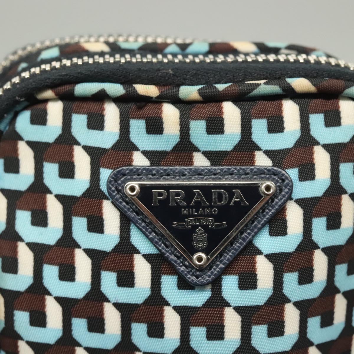 PRADA Shoulder Bag Nylon Blue Silver Auth 133036