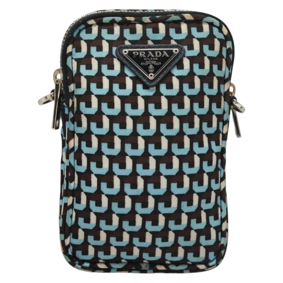 PRADA Shoulder Bag Nylon Blue Silver Auth 133036