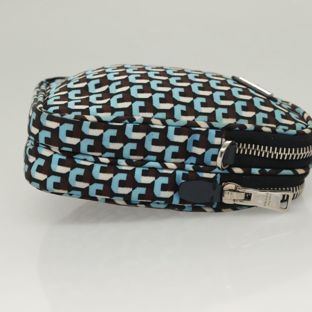 PRADA Shoulder Bag Nylon Blue Silver Auth 133036