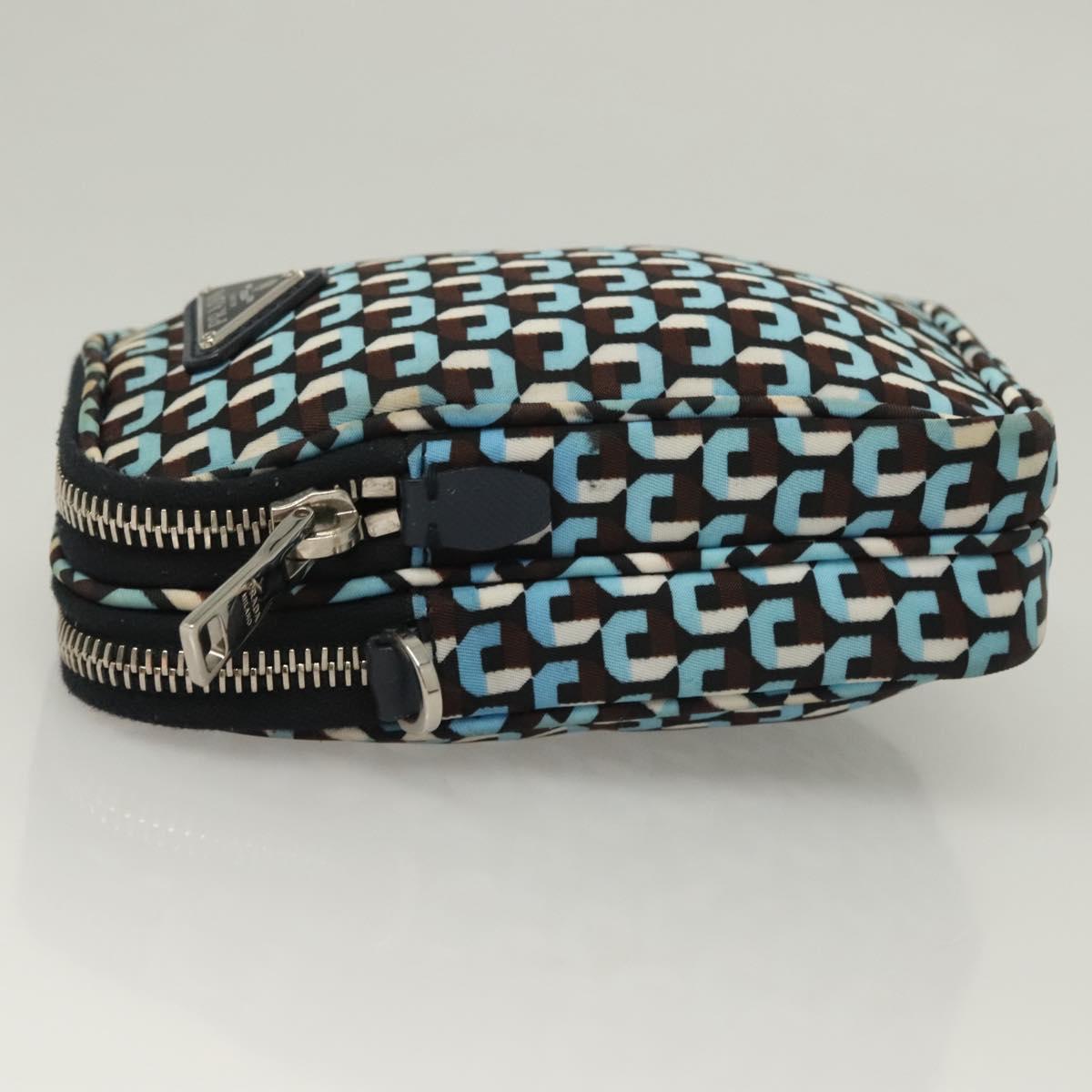 PRADA Shoulder Bag Nylon Blue Silver Auth 133036