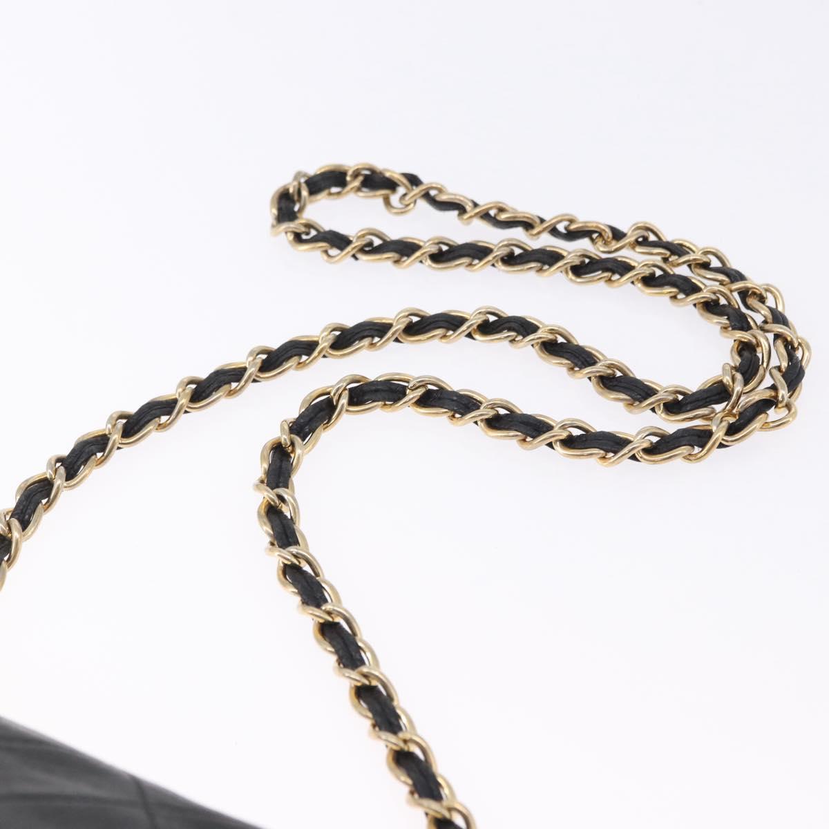 CHANEL Chain Shoulder Bag Leather Black Gold CC Auth 133043