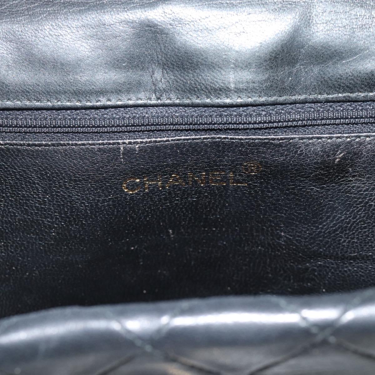 CHANEL Chain Shoulder Bag Leather Black Gold CC Auth 133043