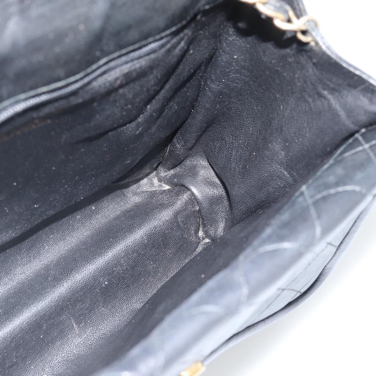 CHANEL Chain Shoulder Bag Leather Black Gold CC Auth 133043