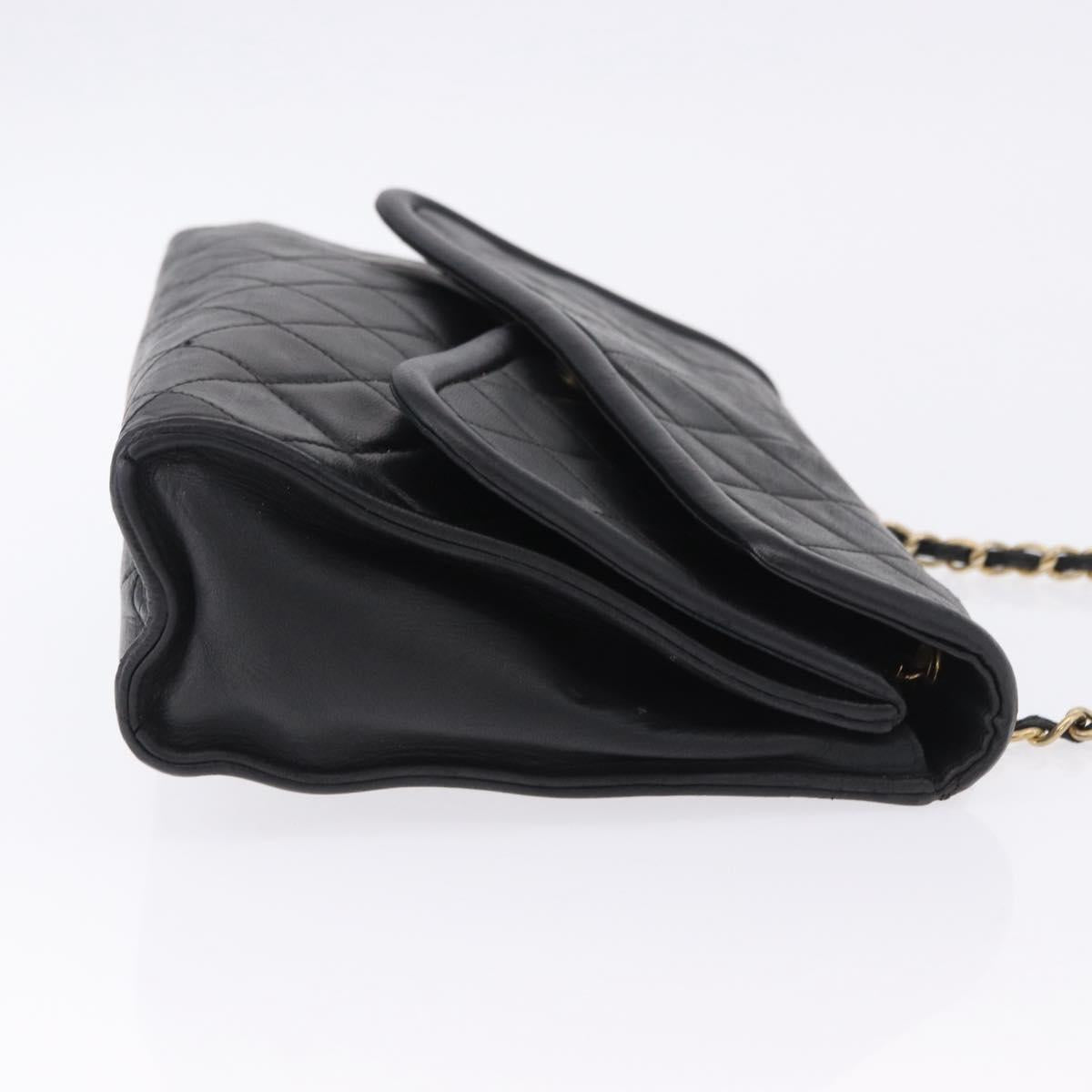 CHANEL Chain Shoulder Bag Leather Black Gold CC Auth 133043