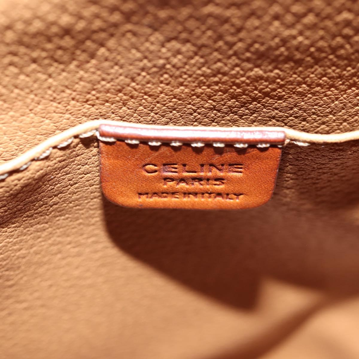 CELINE Macadam Canvas Backpack PVC Leather Brown Gold Auth 133049