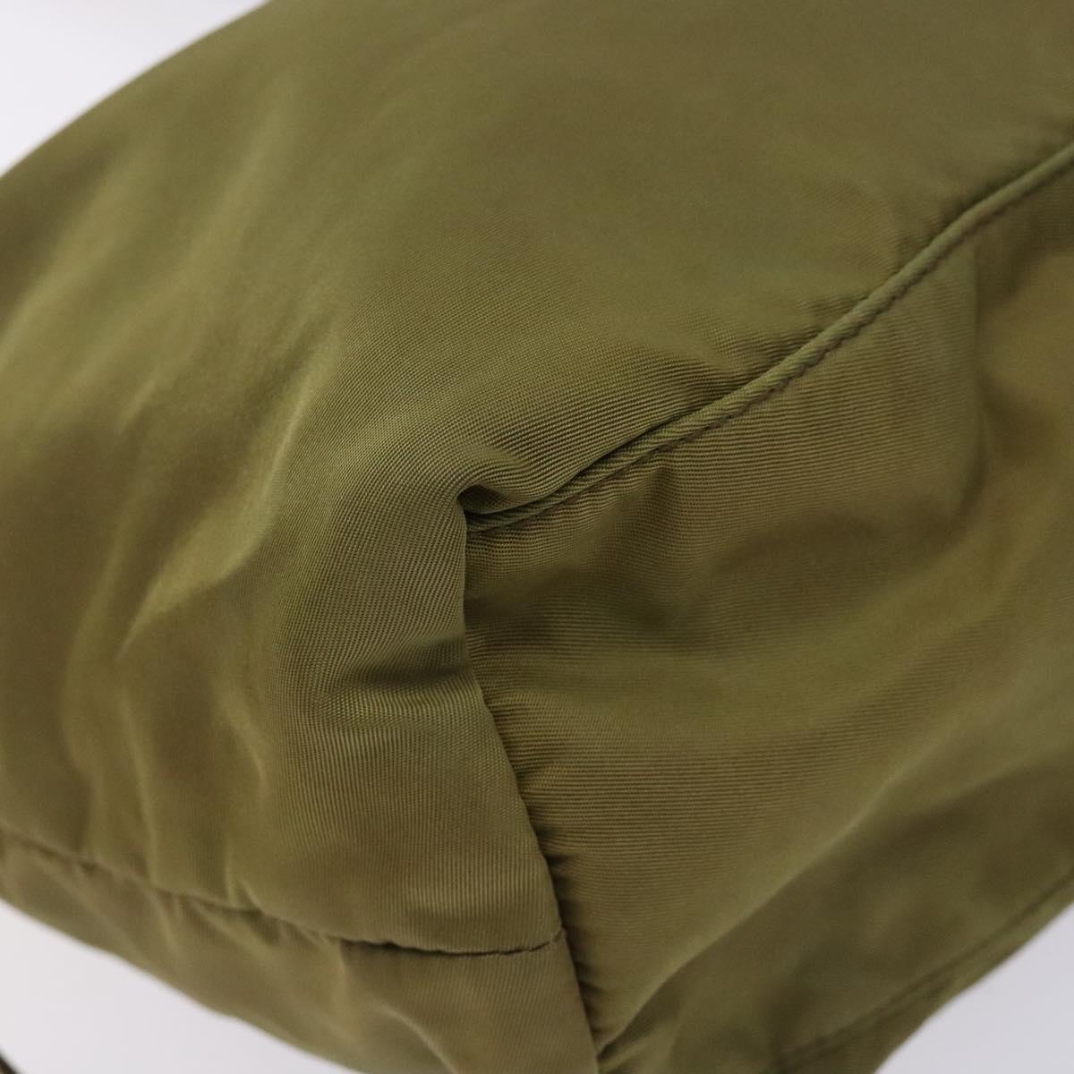 PRADA Tote Bag Nylon Khaki Gold Auth 133051