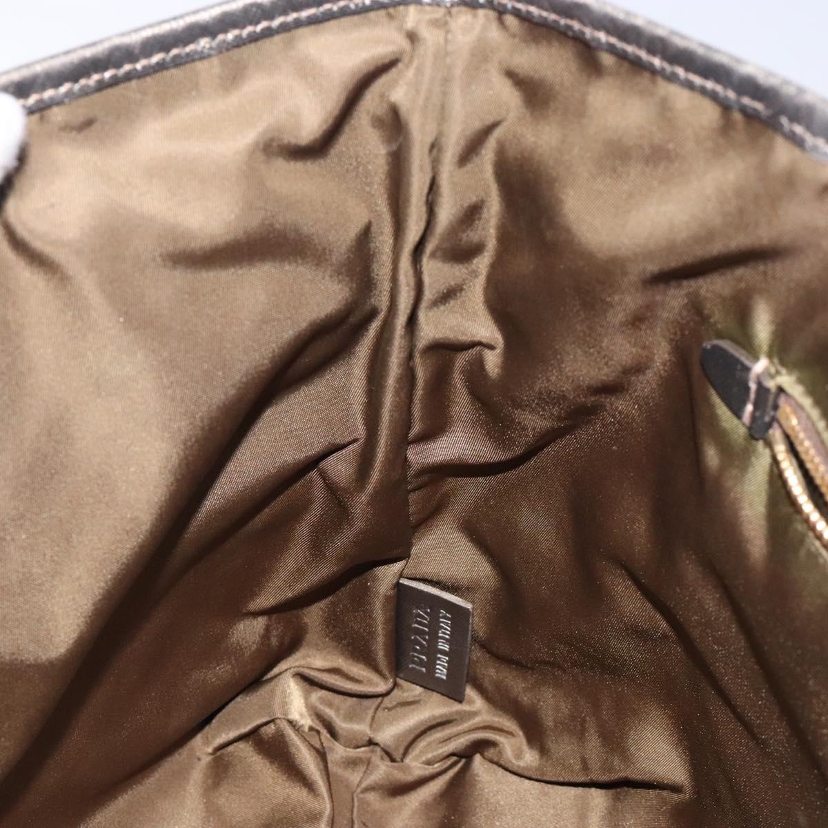 PRADA Tote Bag Nylon Khaki Gold Auth 133051