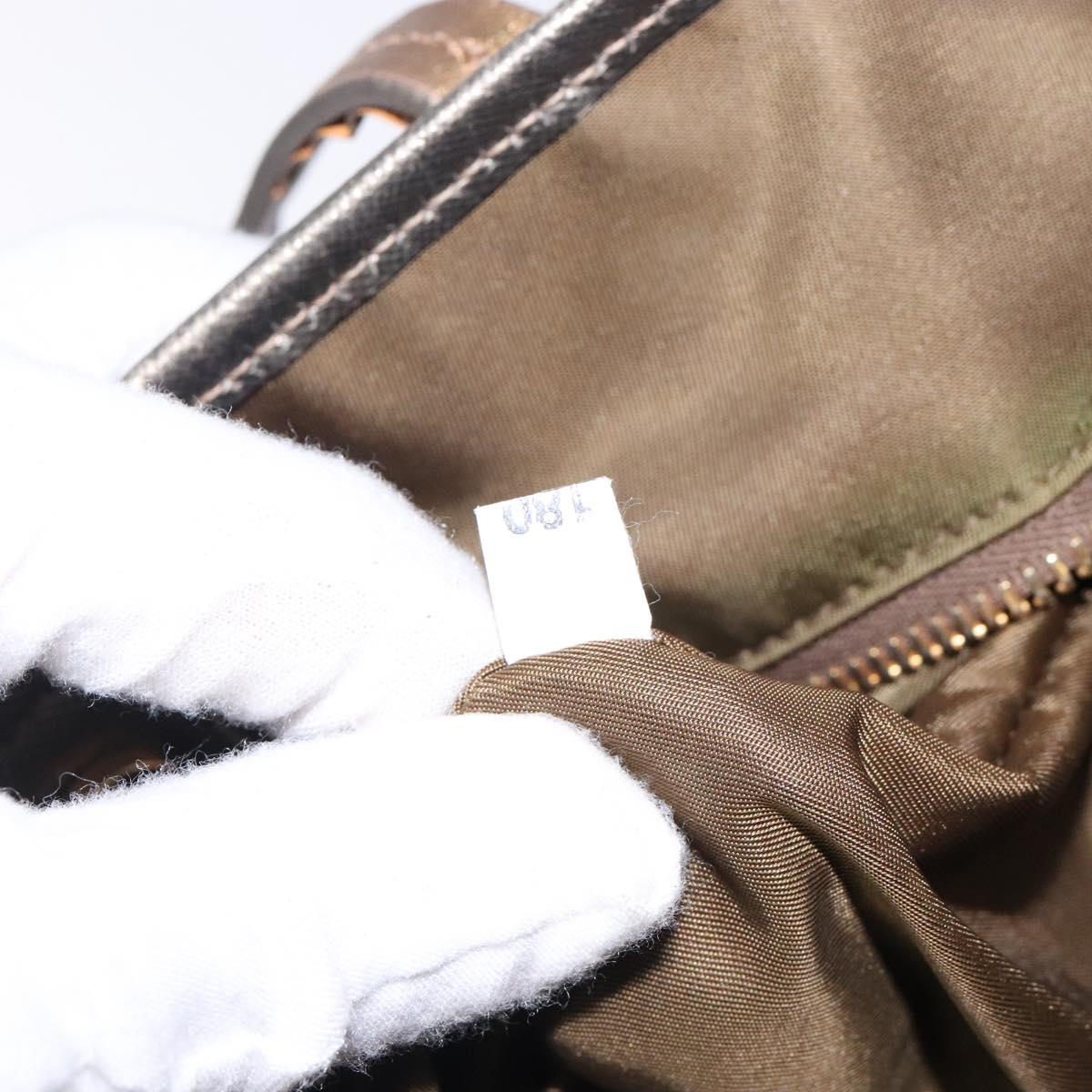 PRADA Tote Bag Nylon Khaki Gold Auth 133051
