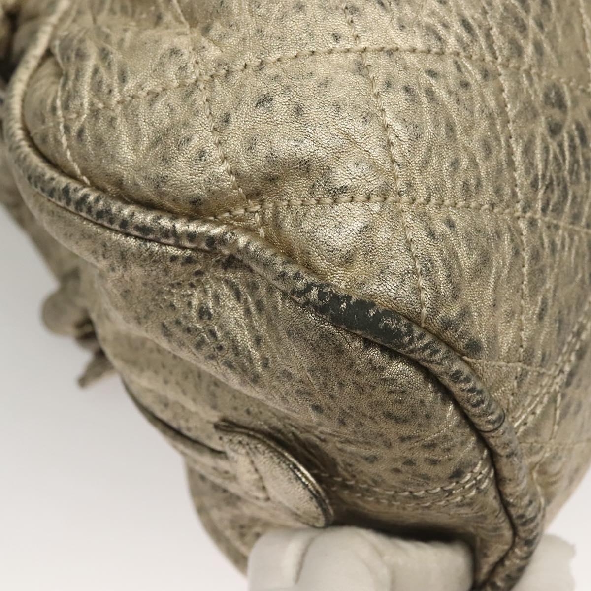 CHANEL Wild Stitch Hand Bag Leather Silver CC Auth 133064