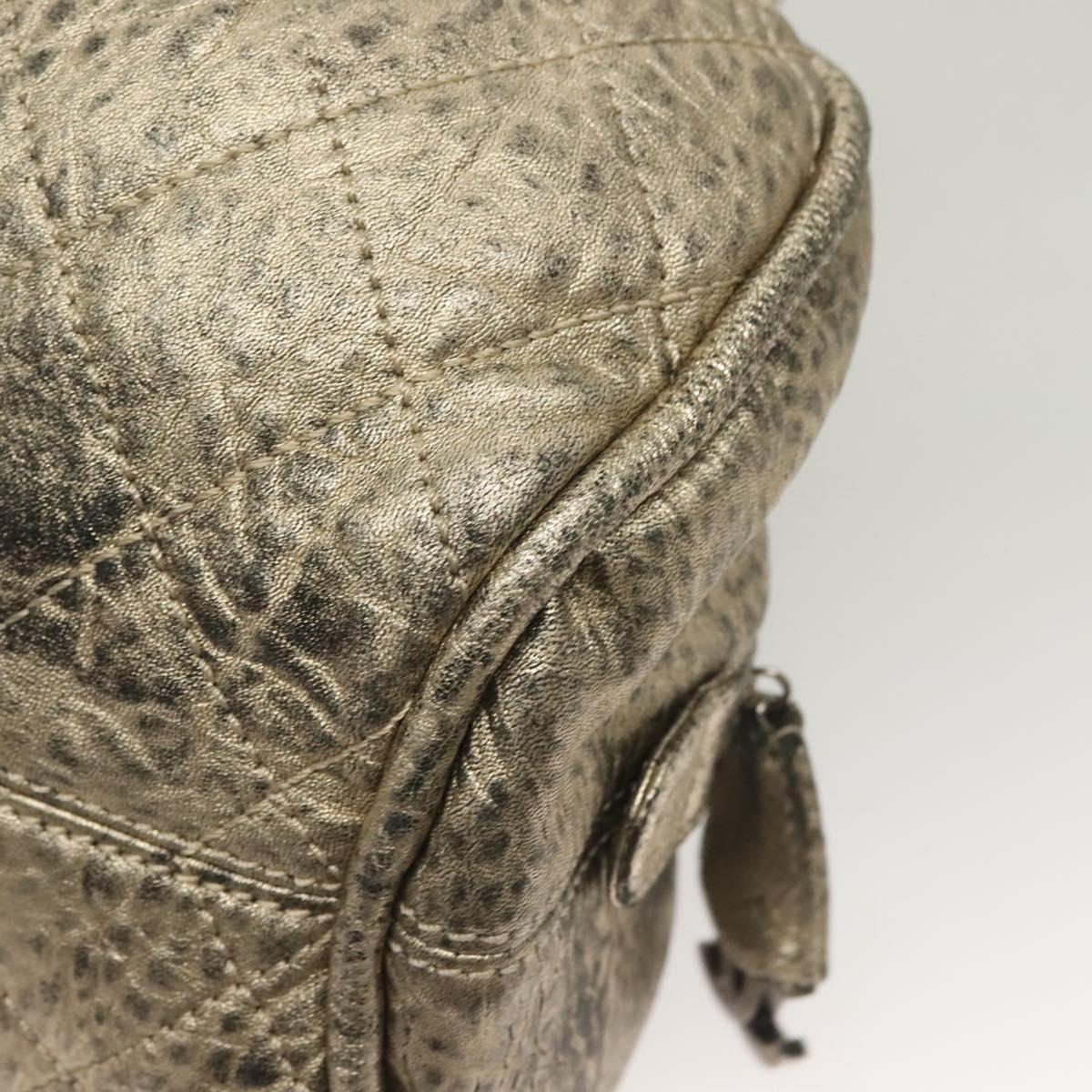 CHANEL Wild Stitch Hand Bag Leather Silver CC Auth 133064