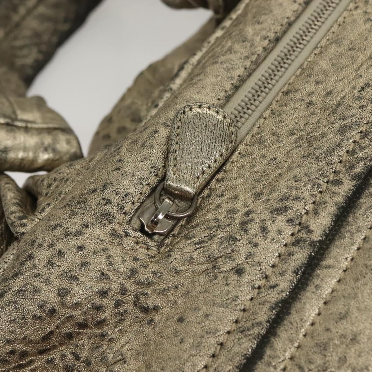 CHANEL Wild Stitch Hand Bag Leather Silver CC Auth 133064