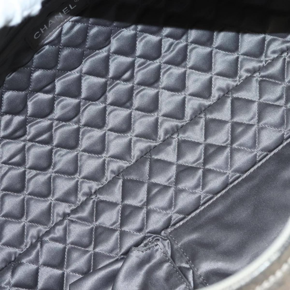 CHANEL Wild Stitch Hand Bag Leather Silver CC Auth 133064