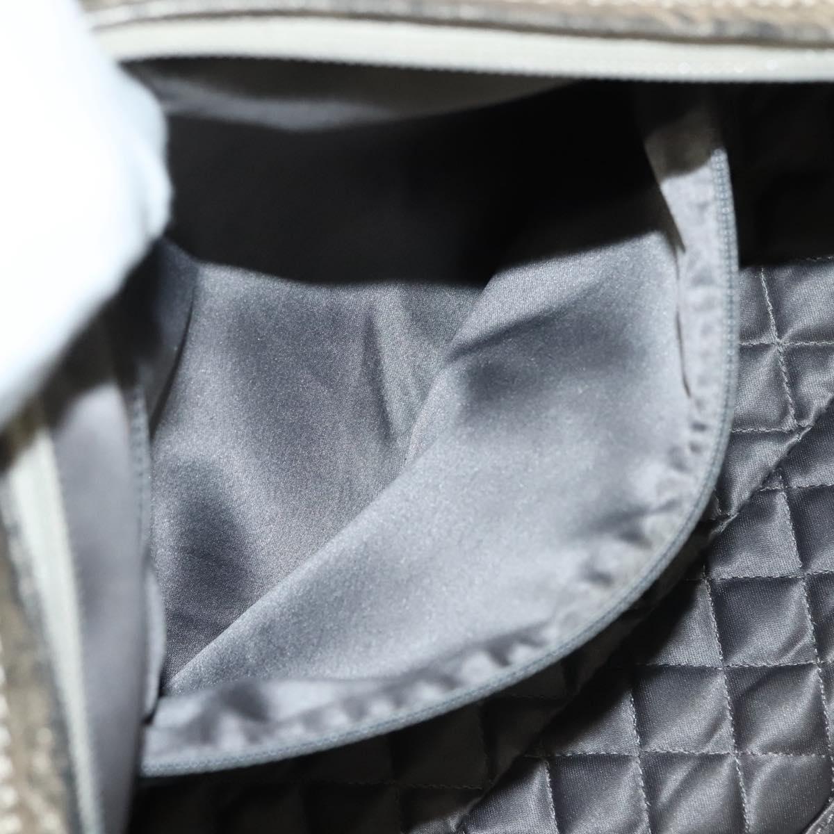 CHANEL Wild Stitch Hand Bag Leather Silver CC Auth 133064