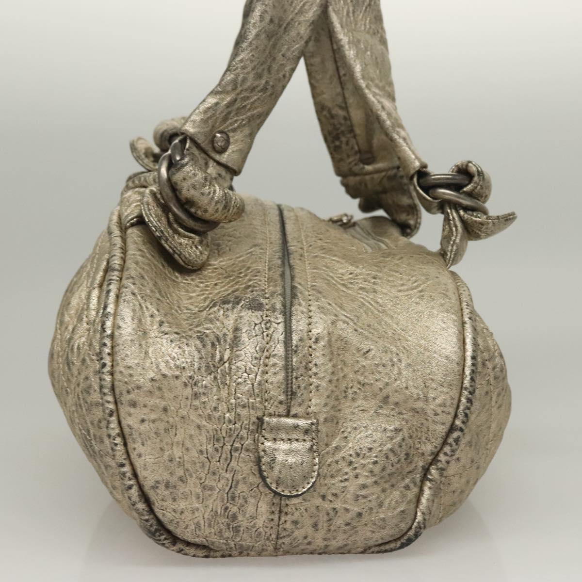 CHANEL Wild Stitch Hand Bag Leather Silver CC Auth 133064