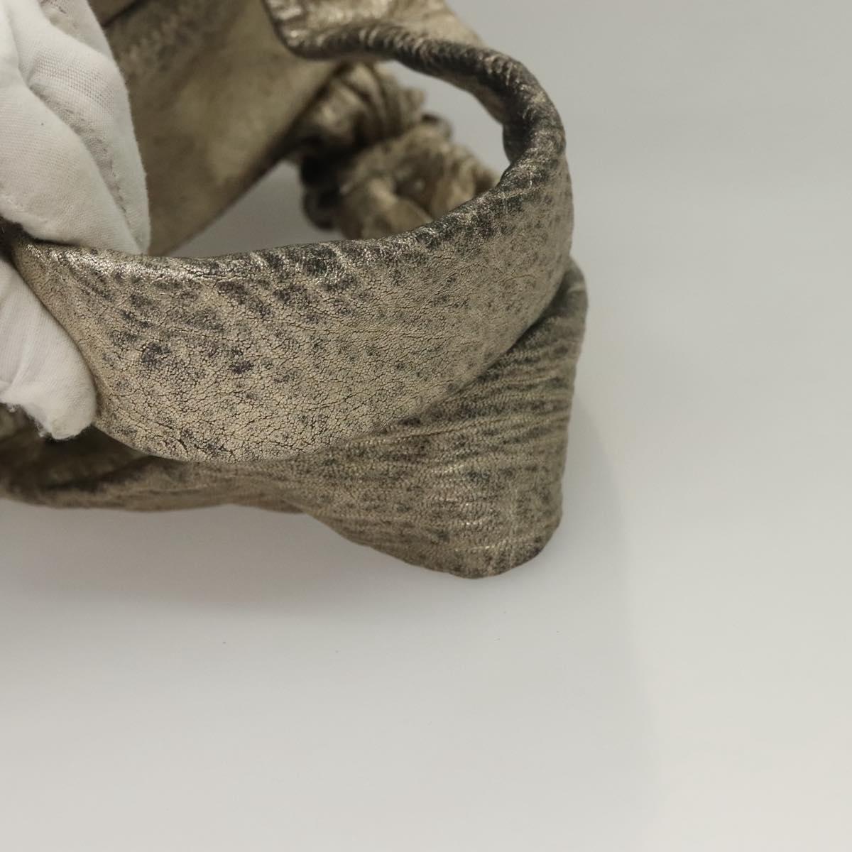 CHANEL Wild Stitch Hand Bag Leather Silver CC Auth 133064