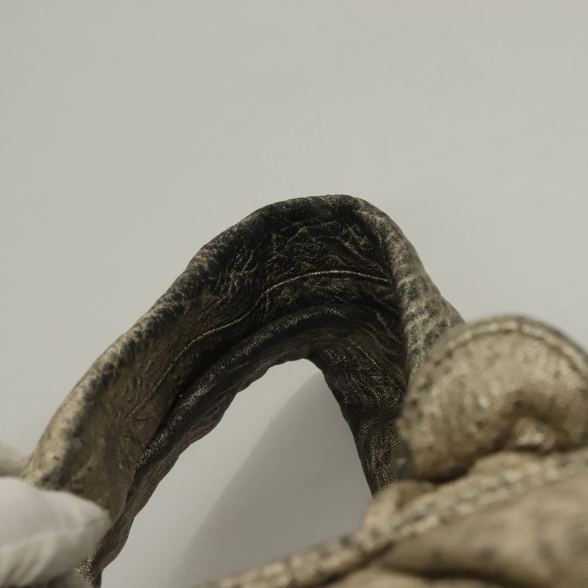 CHANEL Wild Stitch Hand Bag Leather Silver CC Auth 133064