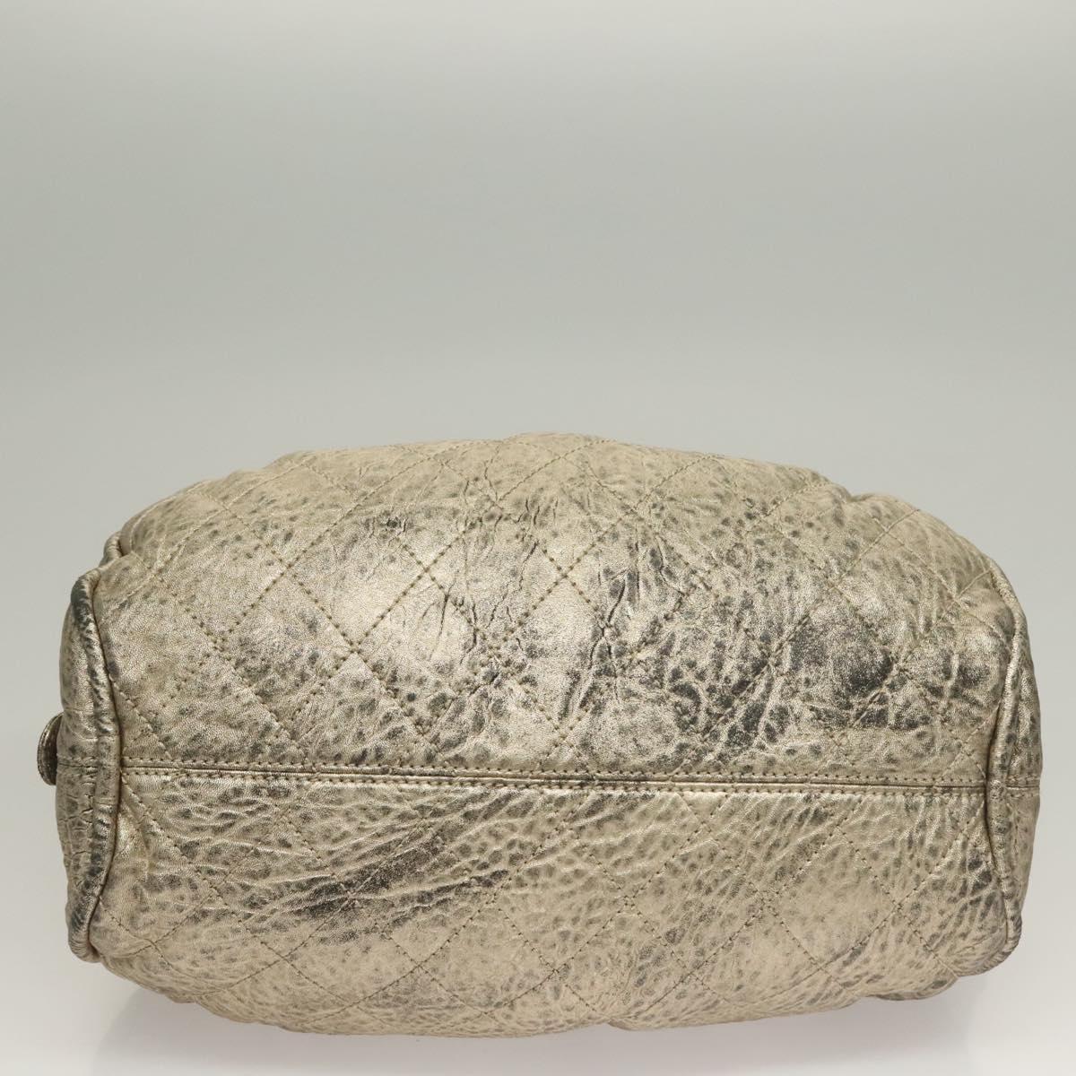 CHANEL Wild Stitch Hand Bag Leather Silver CC Auth 133064