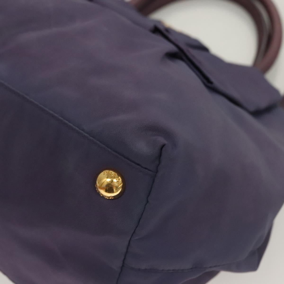 PRADA Hand Bag Nylon 2way Purple Gold Auth 133087