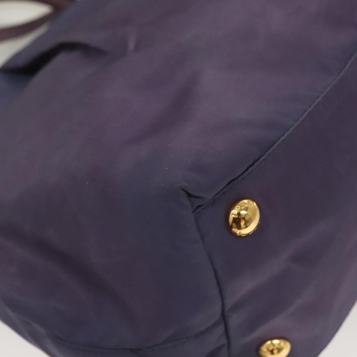 PRADA Hand Bag Nylon 2way Purple Gold Auth 133087