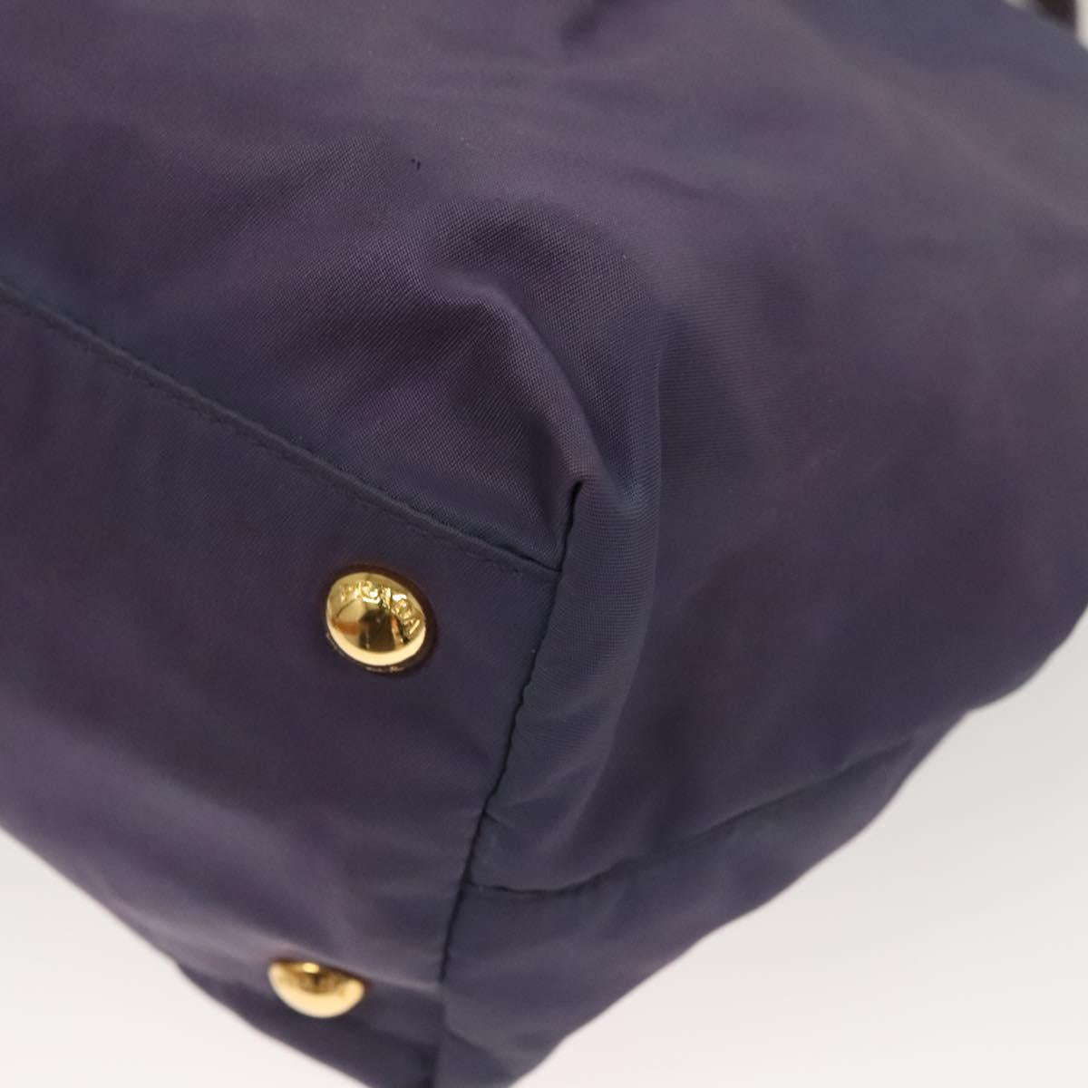 PRADA Hand Bag Nylon 2way Purple Gold Auth 133087