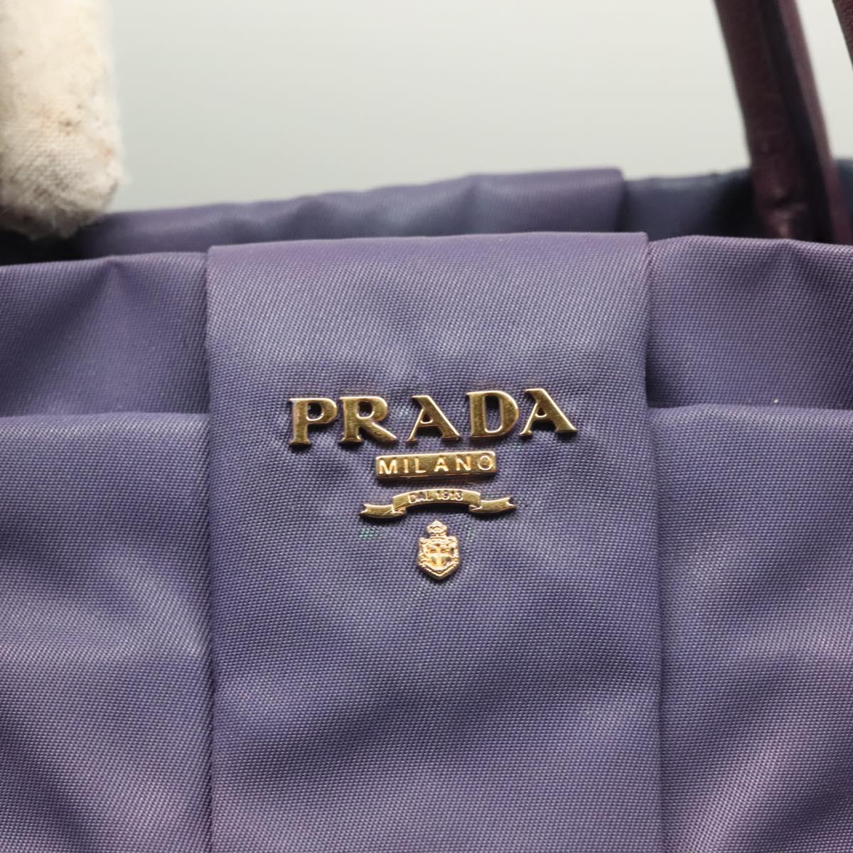 PRADA Hand Bag Nylon 2way Purple Gold Auth 133087