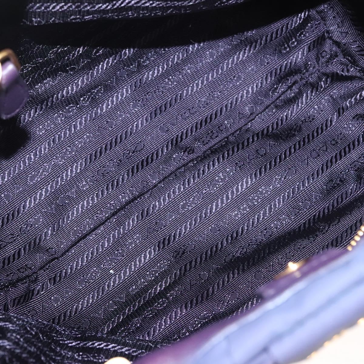 PRADA Hand Bag Nylon 2way Purple Gold Auth 133087