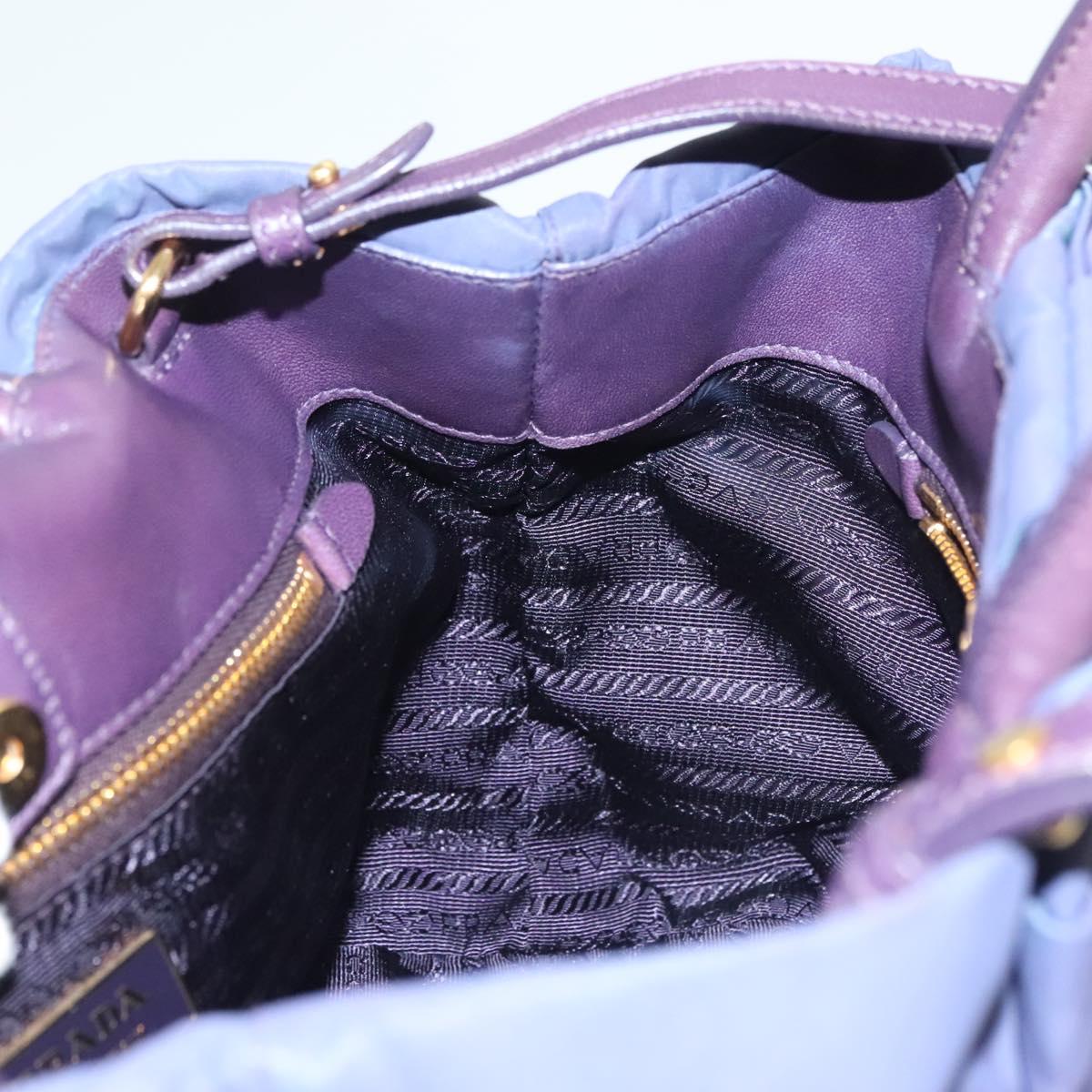 PRADA Hand Bag Nylon 2way Purple Gold Auth 133087