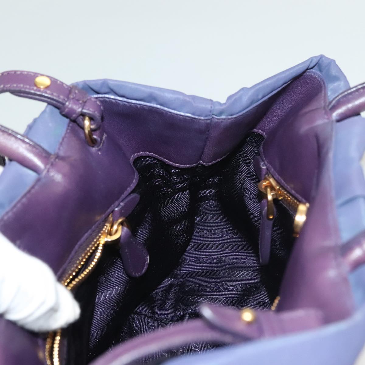 PRADA Hand Bag Nylon 2way Purple Gold Auth 133087