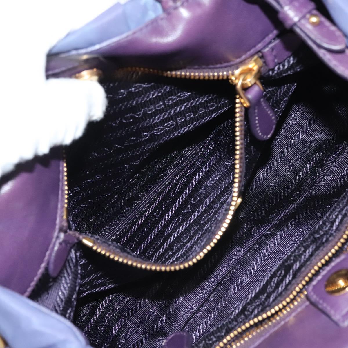 PRADA Hand Bag Nylon 2way Purple Gold Auth 133087