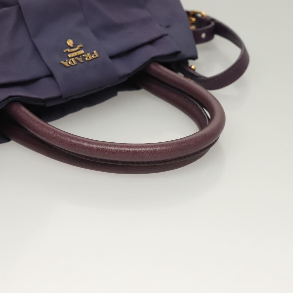 PRADA Hand Bag Nylon 2way Purple Gold Auth 133087