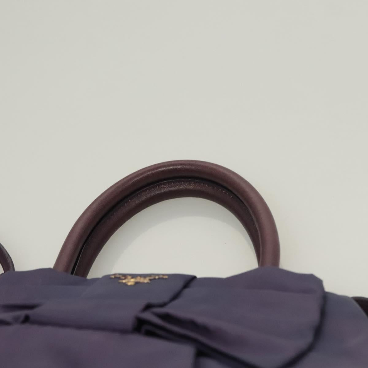 PRADA Hand Bag Nylon 2way Purple Gold Auth 133087