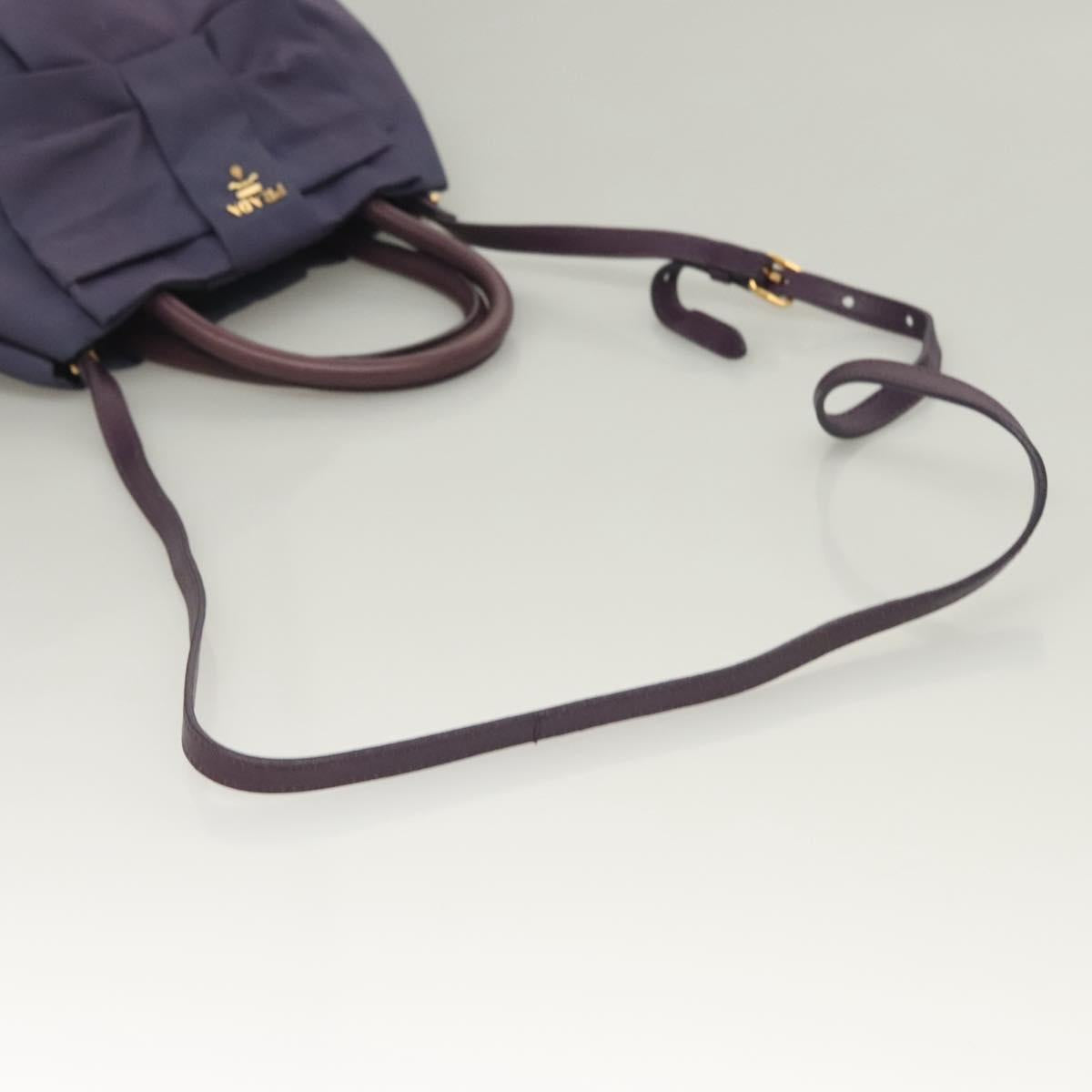 PRADA Hand Bag Nylon 2way Purple Gold Auth 133087
