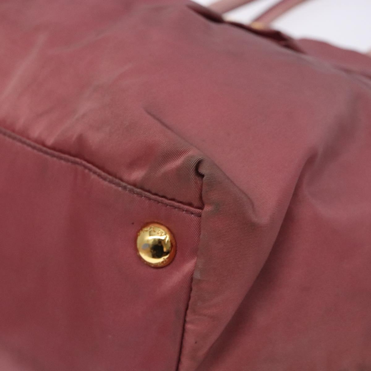PRADA Hand Bag Nylon Pink Gold Auth 133089
