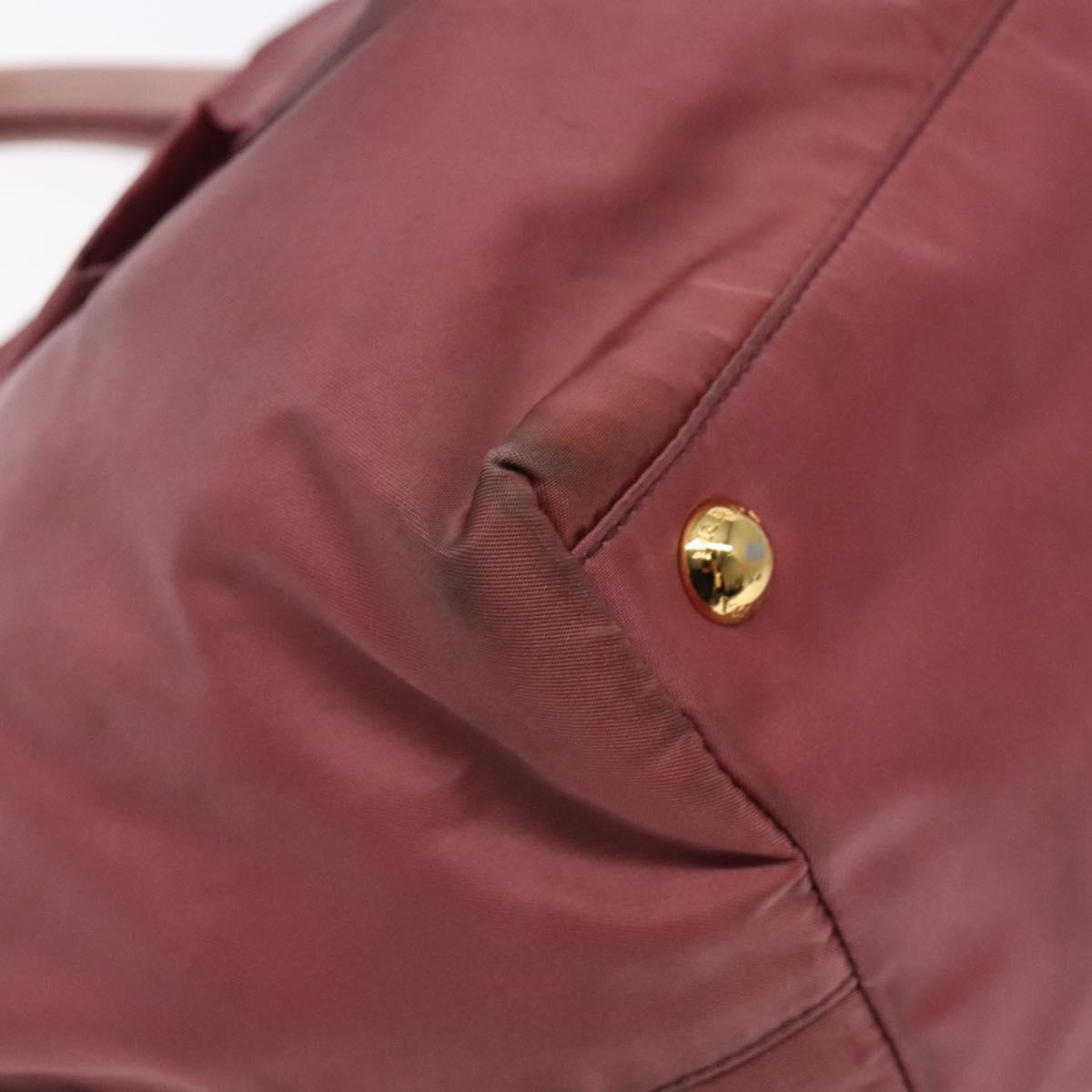 PRADA Hand Bag Nylon Pink Gold Auth 133089