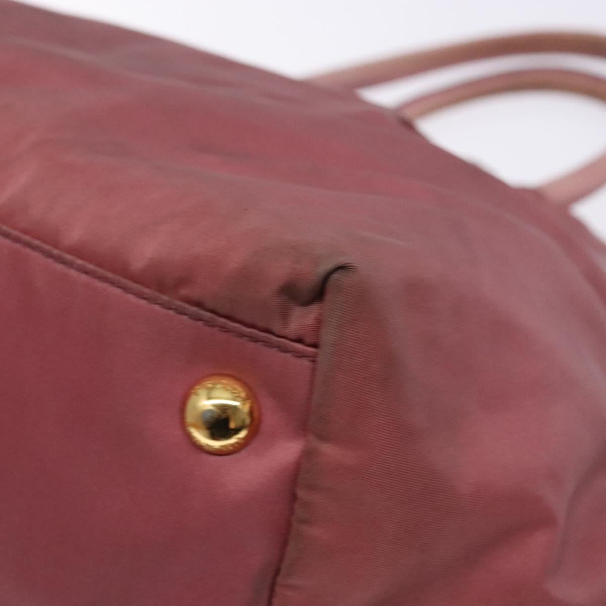 PRADA Hand Bag Nylon Pink Gold Auth 133089