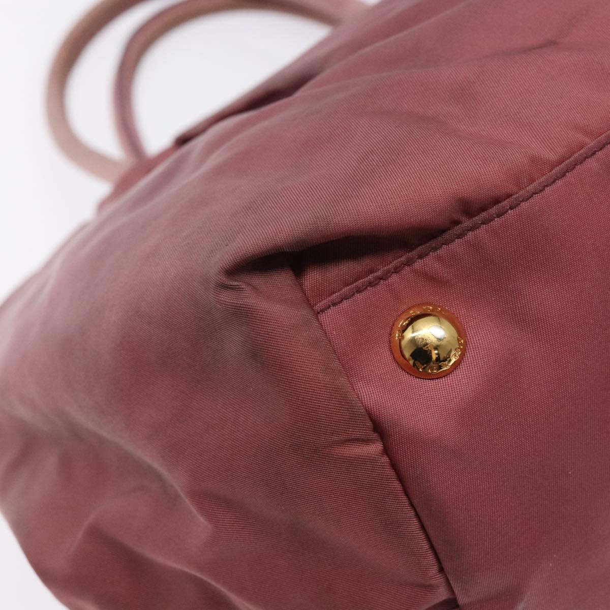 PRADA Hand Bag Nylon Pink Gold Auth 133089
