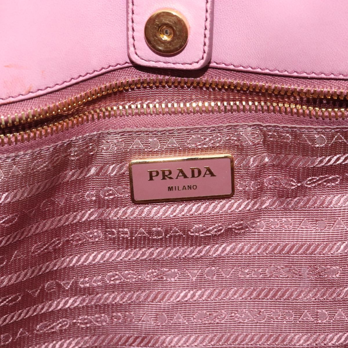 PRADA Hand Bag Nylon Pink Gold Auth 133089