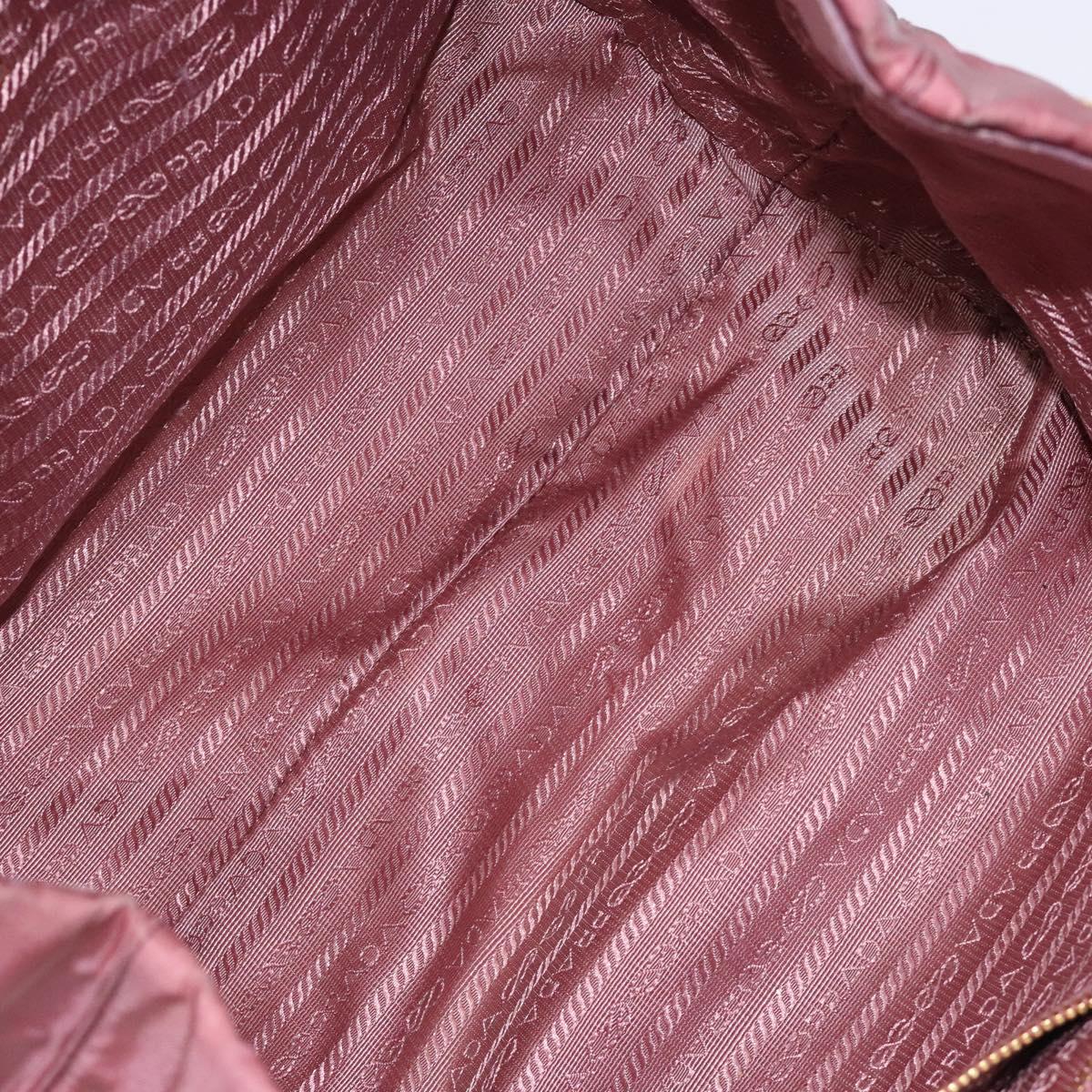 PRADA Hand Bag Nylon Pink Gold Auth 133089