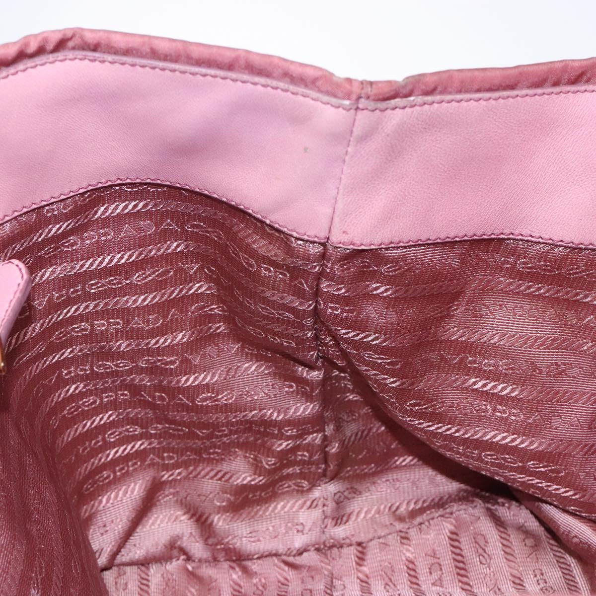 PRADA Hand Bag Nylon Pink Gold Auth 133089