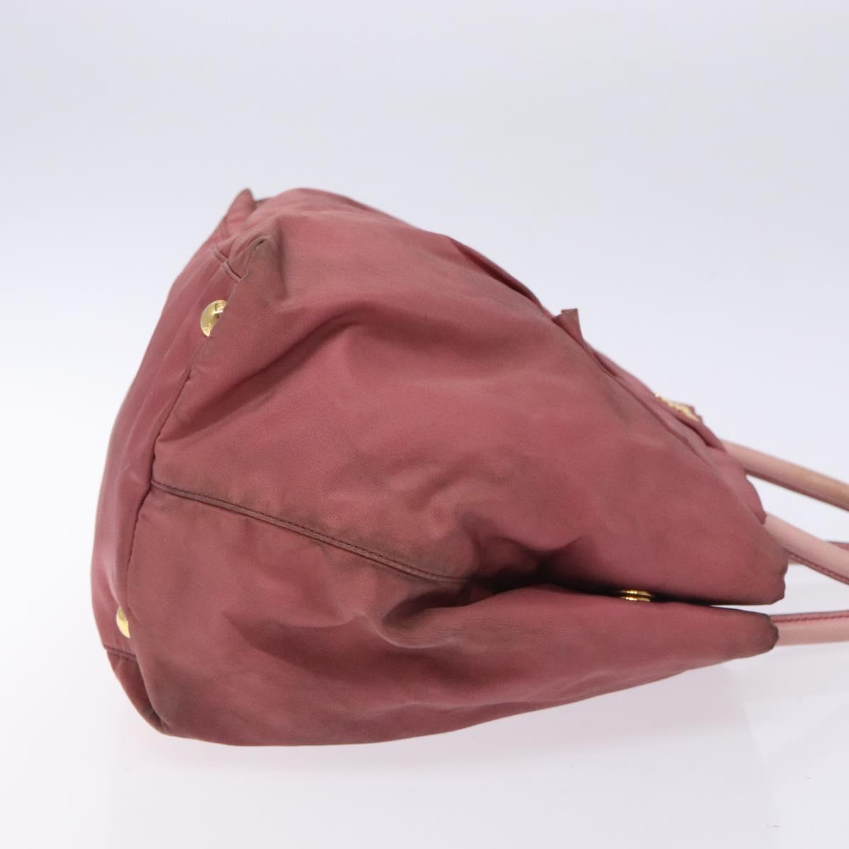 PRADA Hand Bag Nylon Pink Gold Auth 133089