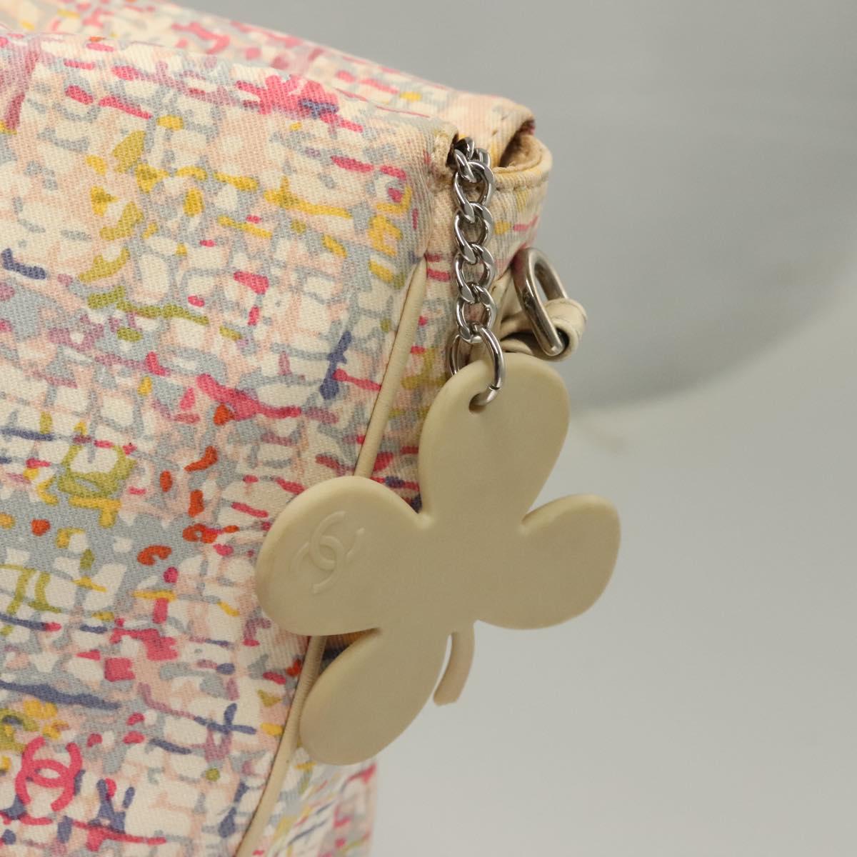 CHANEL Hand Bag Canvas 2way Pink Silver CC Auth 133090