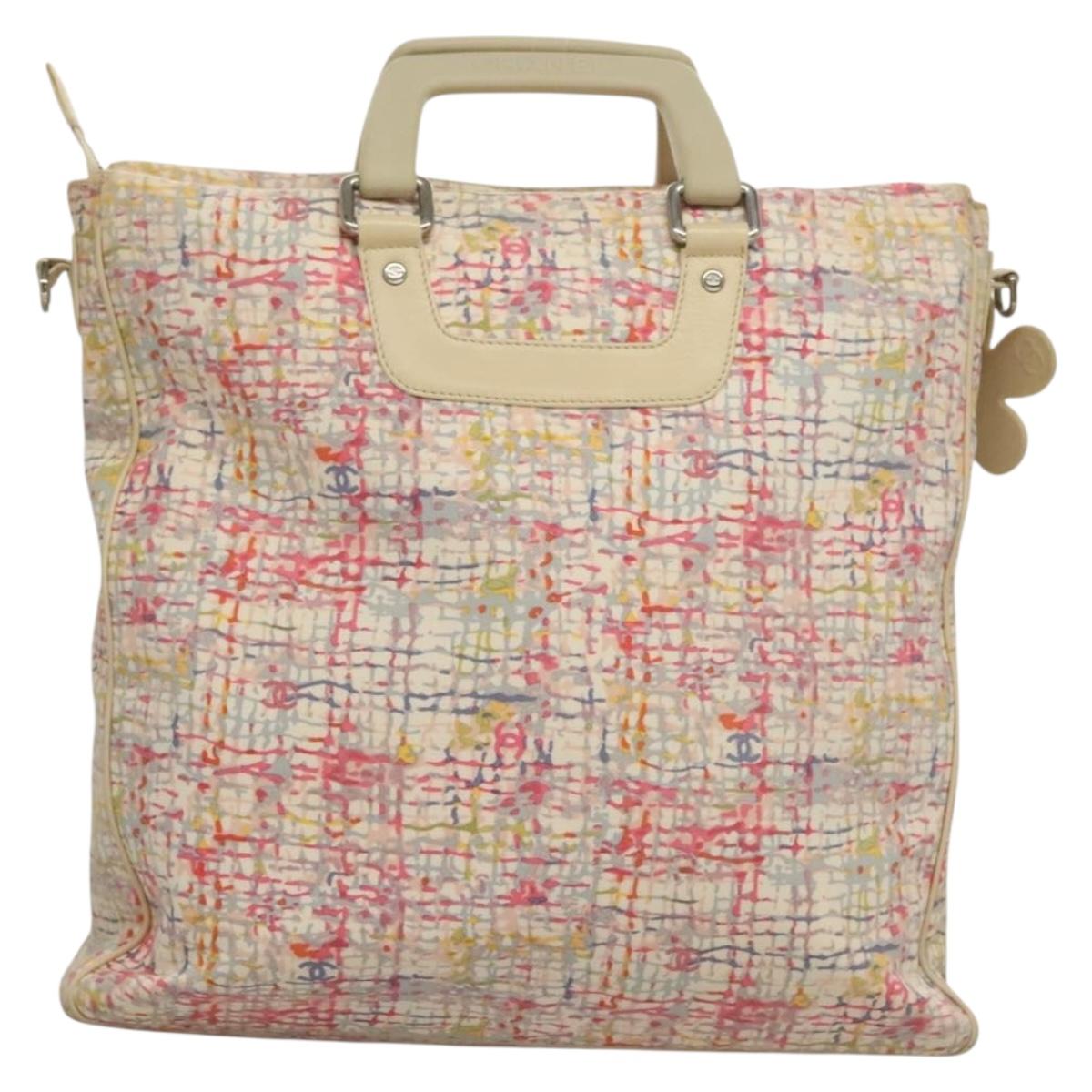 CHANEL Hand Bag Canvas 2way Pink Silver CC Auth 133090