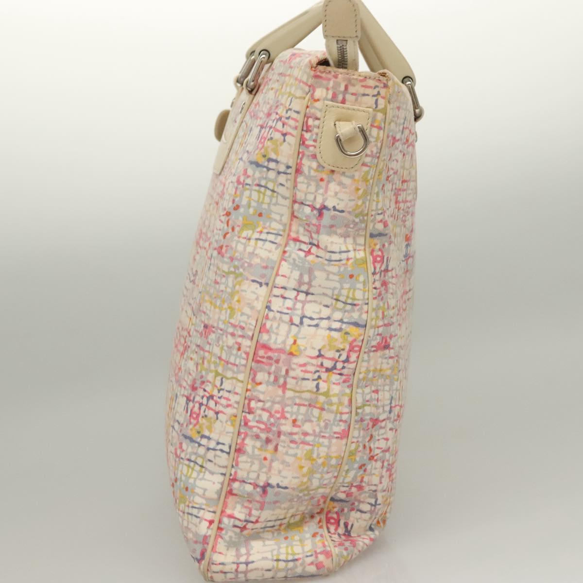 CHANEL Hand Bag Canvas 2way Pink Silver CC Auth 133090